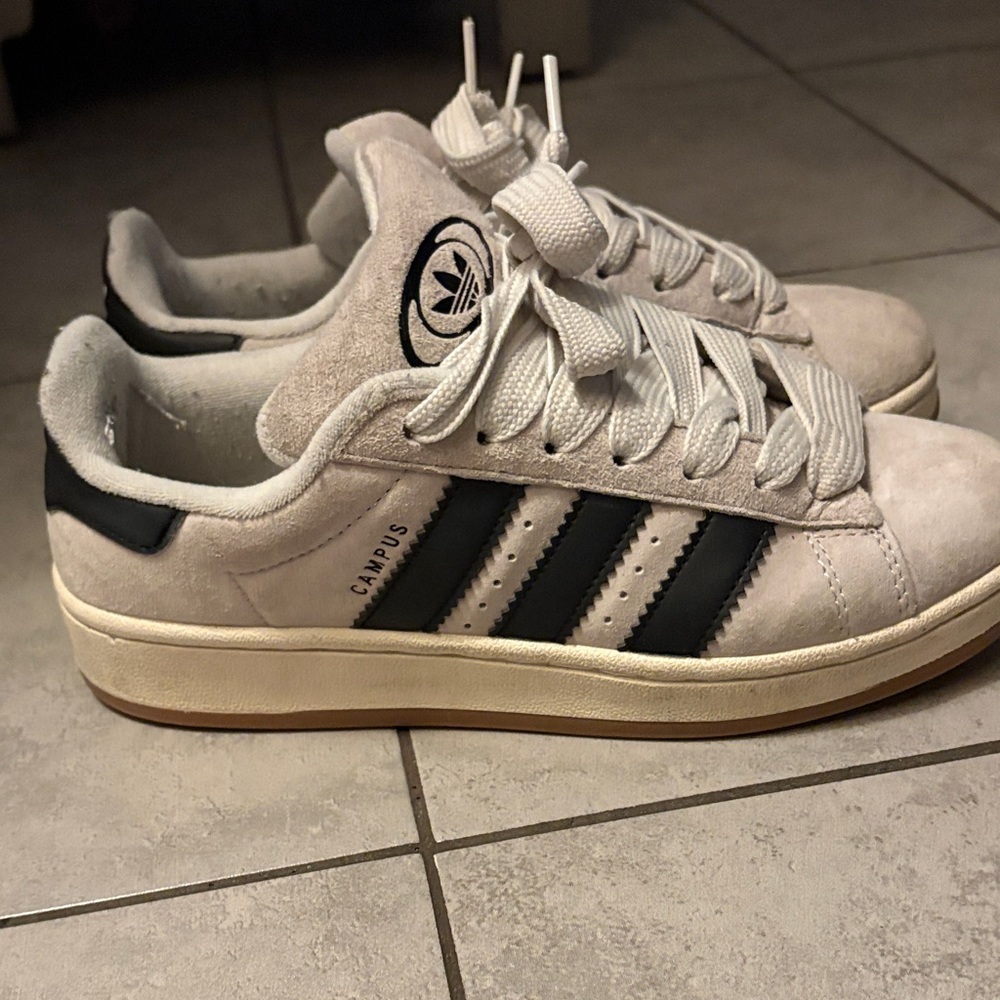 Adidas Campus Cream Suede with Black Stripes